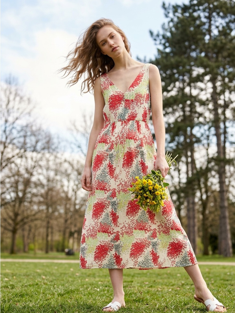 🌺 Lucky Brand Floral Sleeveless Midi Dress | Women’s M‎
